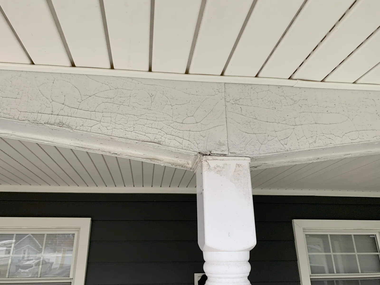 Painted exterior trim and porch area